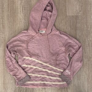 SoulCycle Mauve Hoodie with Cream Stripes